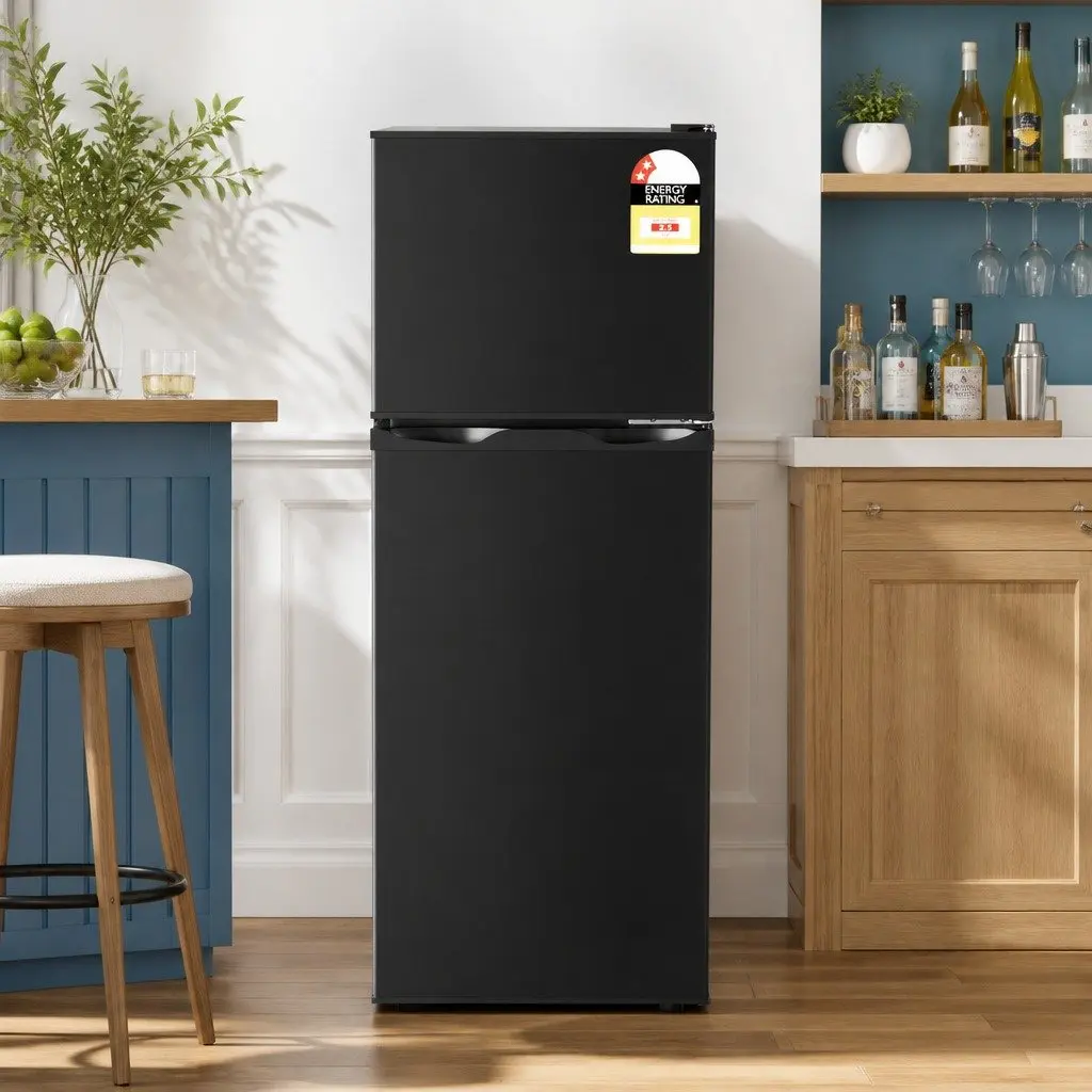 Two-Door Mini Fridge Freezer 122L Black