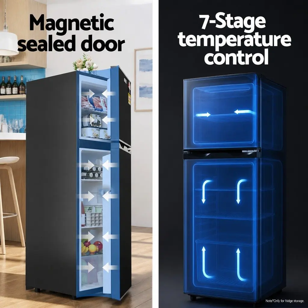 Two-Door Mini Fridge Freezer 122L Black