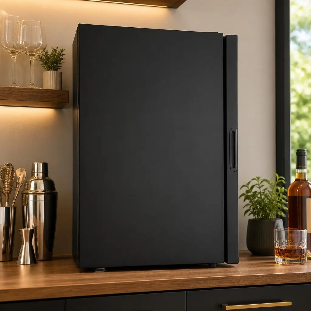 Bar Fridge Glass Door 105L Mini Cooler Beverage Chiller Black