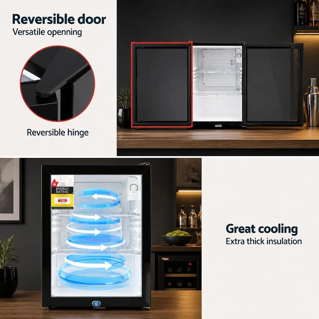 56L Bar Fridge with Glass Door for Refreshments