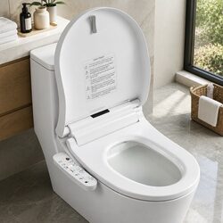 Smart Electric Bidet Toilet Seat Cover D-Shape White Heated Wash Dryer