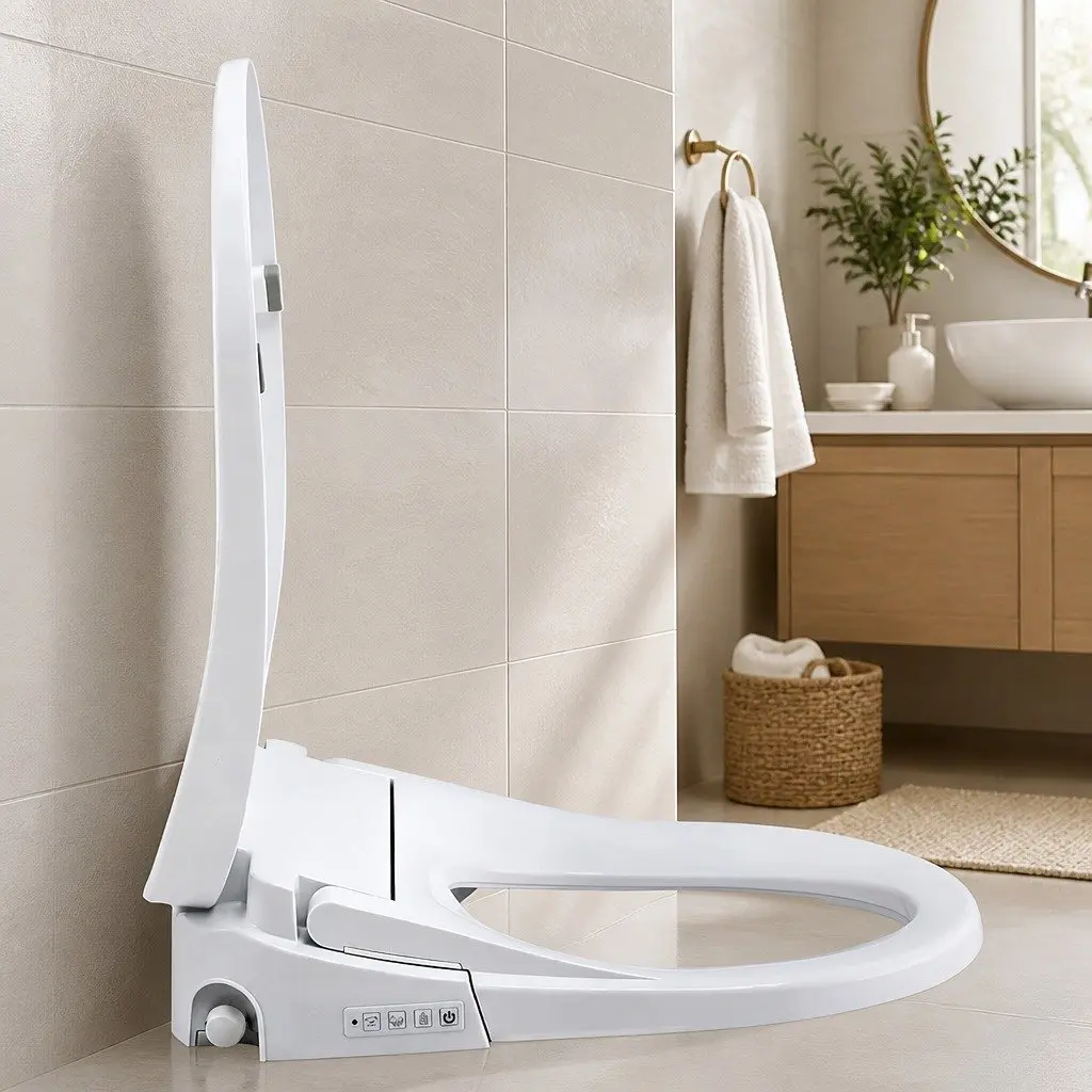 Electric Bidet Toilet Seat PP White Wireless Remote Heated Dryer Auto Wash