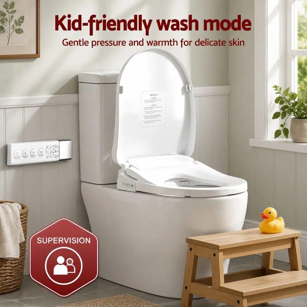 Electric Bidet Toilet Seat PP White Wireless Remote Heated Dryer Auto Wash