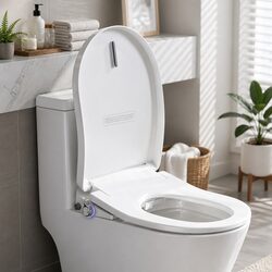 Premium Electric Bidet Toilet Seat D-Shape White