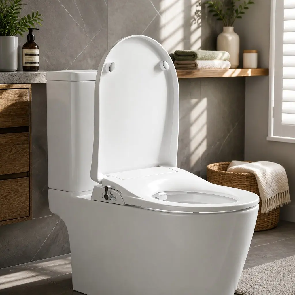 D-Shape Non-Electric Bidet Toilet Seat with Dual Nozzles