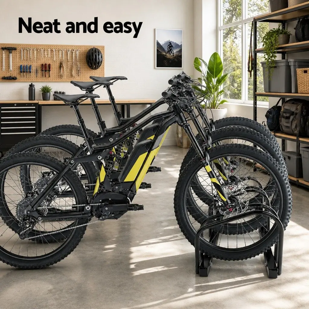 Bicycle Stand Steel 3 Bikes Freestanding Black