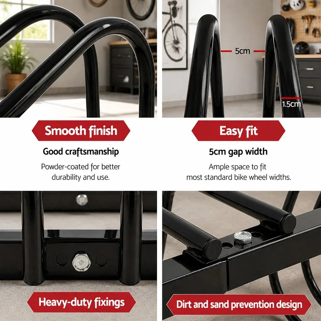 Bicycle Stand Steel 3 Bikes Freestanding Black