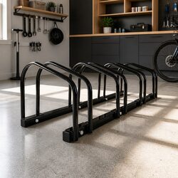 Bike Stand Rack Floor Parking Holder Storage For 4 Bicycles Cycling Black Steel