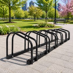 Bike Stand Rack 6 Bicycle Storage Floor Parking Holder Black Freestanding