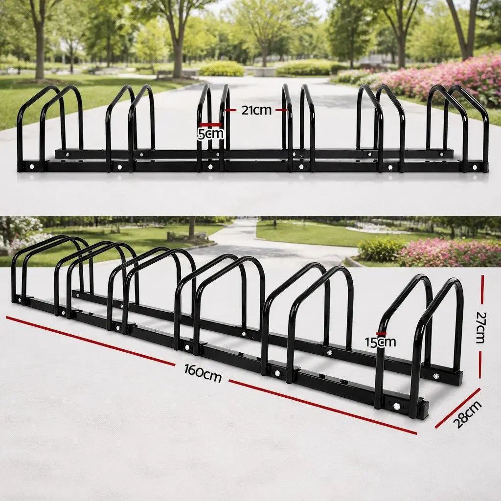 Bicycle Stand Rack Steel 6 Bike Storage Freestanding Black