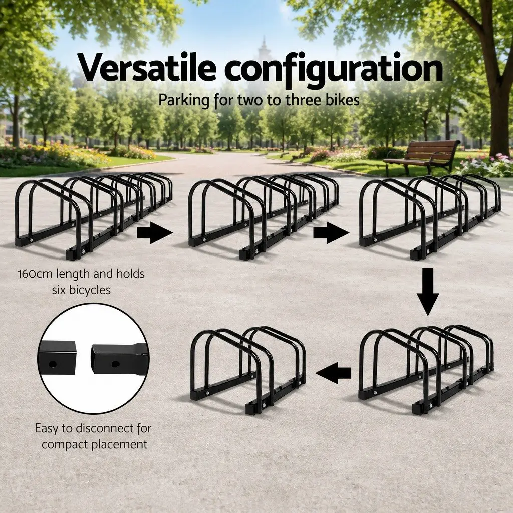 Bicycle Stand Rack Steel 6 Bike Storage Freestanding Black