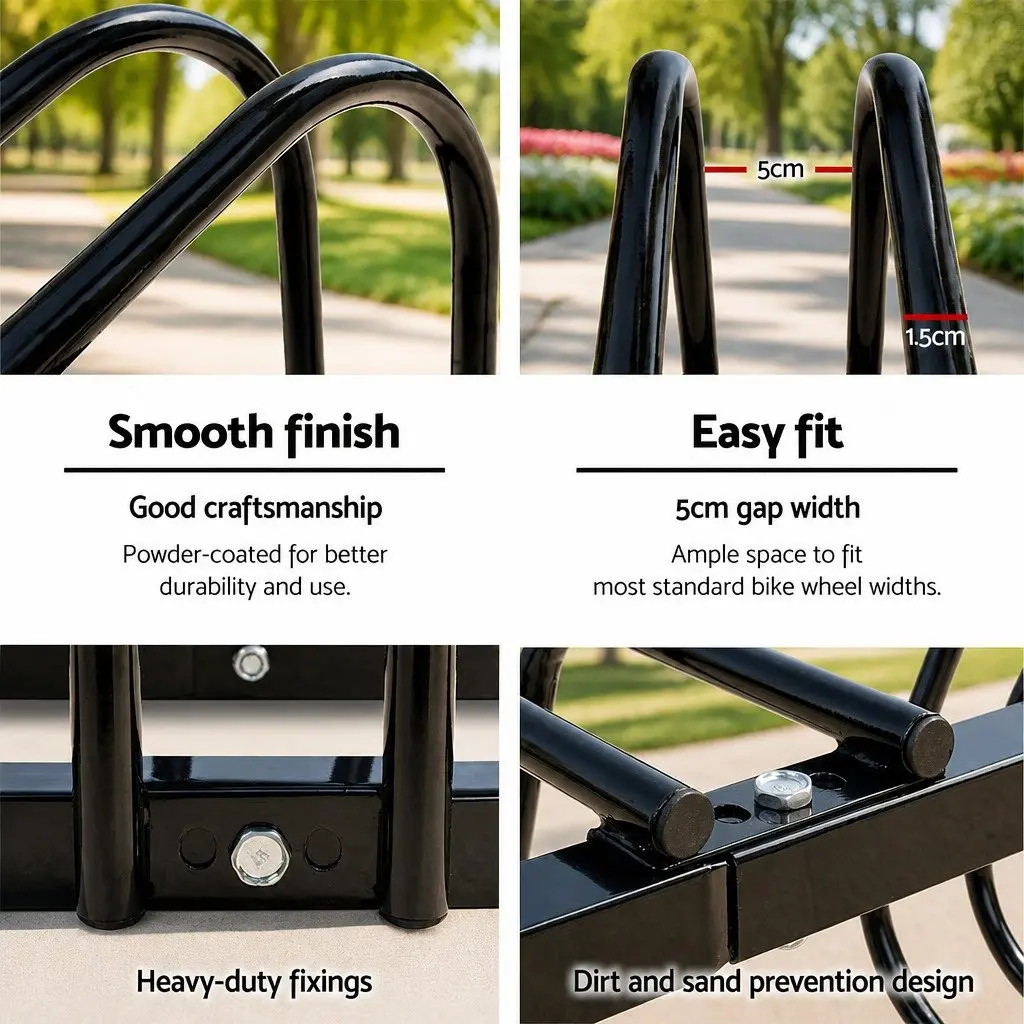 Bicycle Stand Rack Steel 6 Bike Storage Freestanding Black