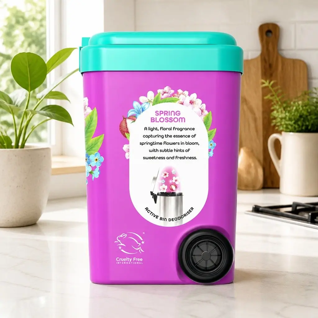 Household Bin Odour Neutraliser Powder 450g Fresh Spring Blossom x2 Fine Floral Fragrance