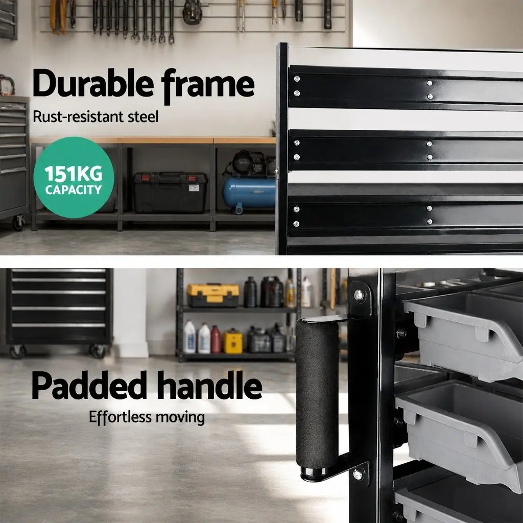 Double-Sided 90-Bin Storage Rack with Heavy-Duty Steel Frame