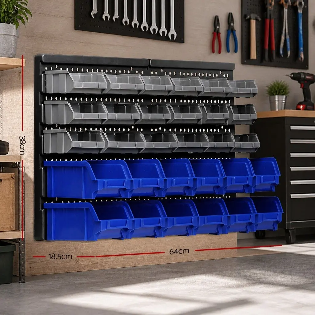 60 Bin Wall Storage Rack for Tools and Accessories