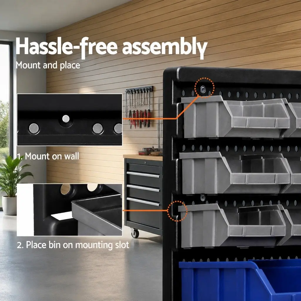 60 Bin Wall Storage Rack for Tools and Accessories