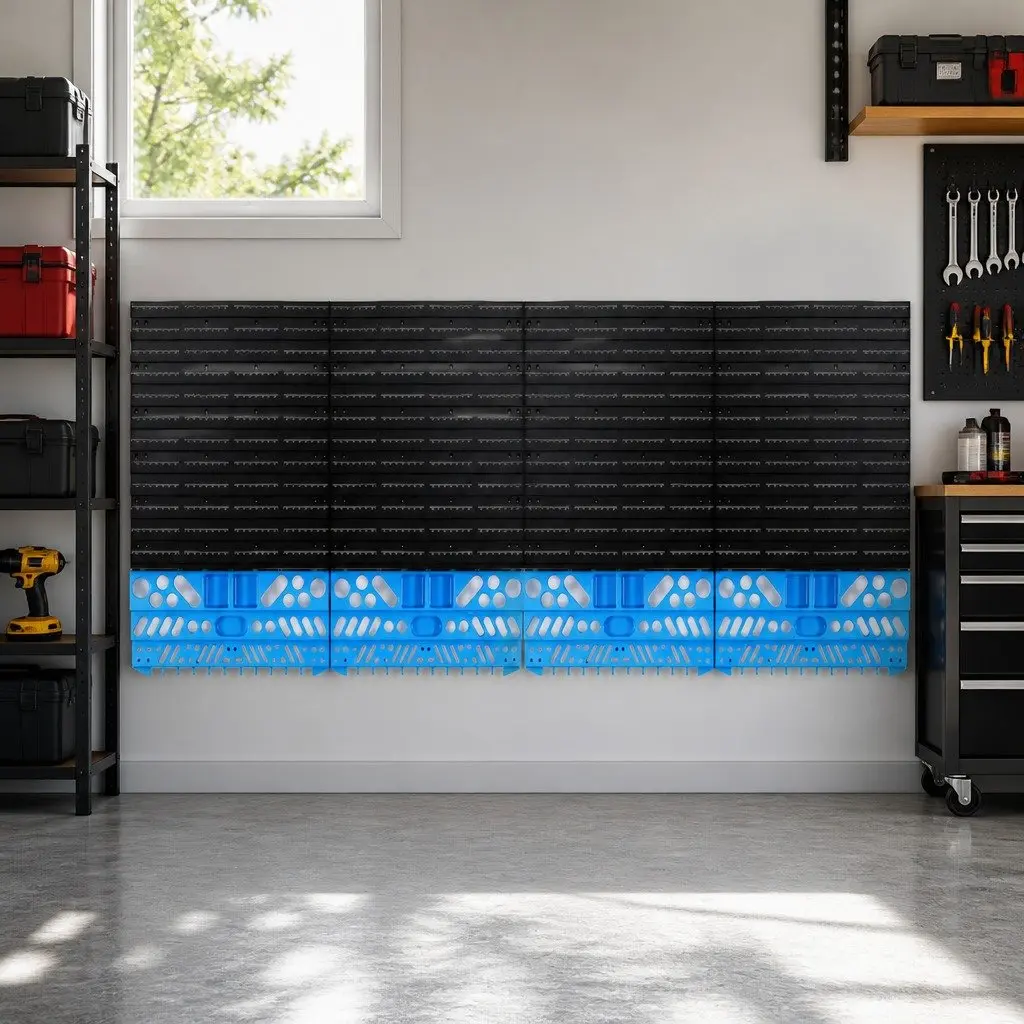 4-Shelf Wall Mounted Tool Storage Rack Blue Black