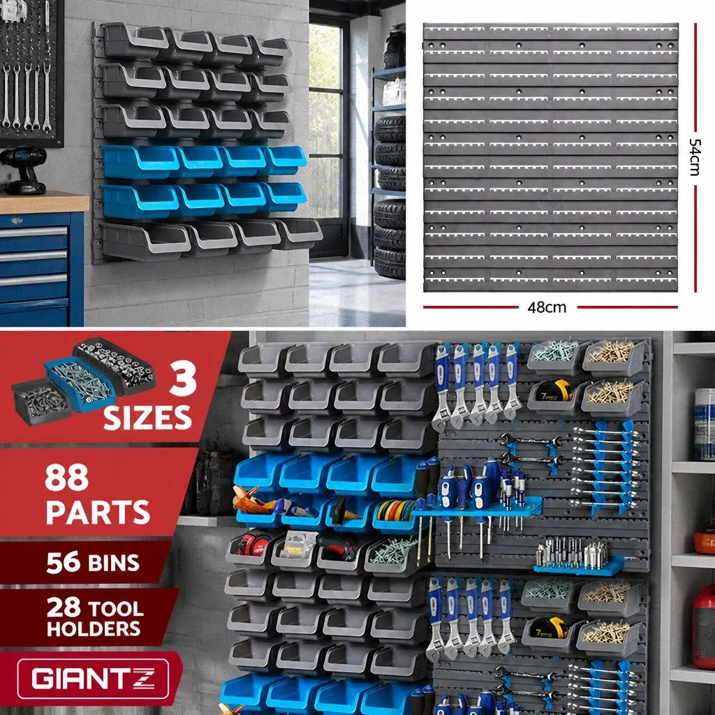 Wall Mounted Storage Bin Rack for Tools