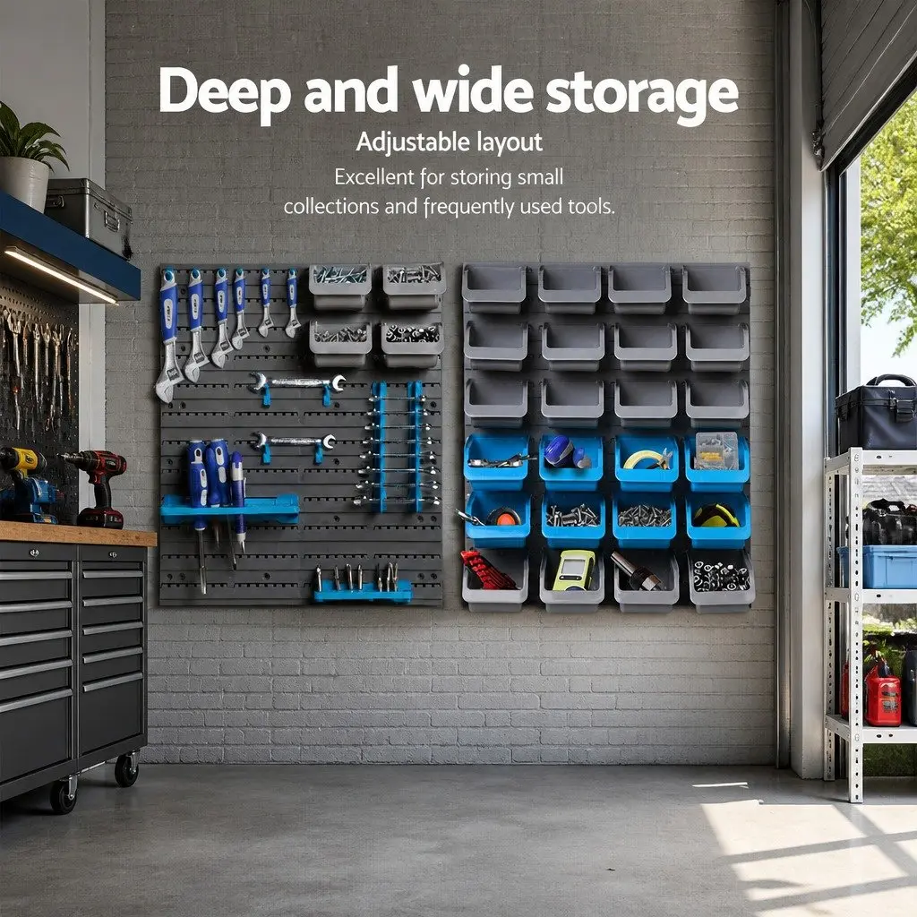 Wall Mounted Storage Bin Rack for Tools