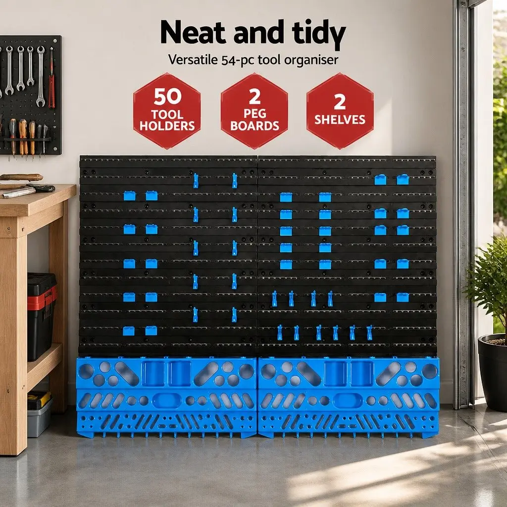 54-Piece Wall-Mounted Tool Storage Rack
