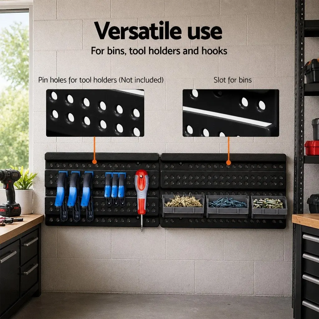 30 Bin Wall Mounted Tool Holder with Pegboard