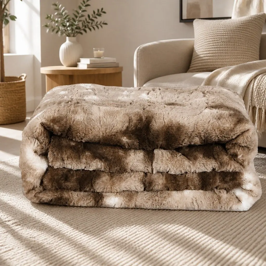 Double-Sided Tie-Dye Blanket in Brown, 152cm x 203cm