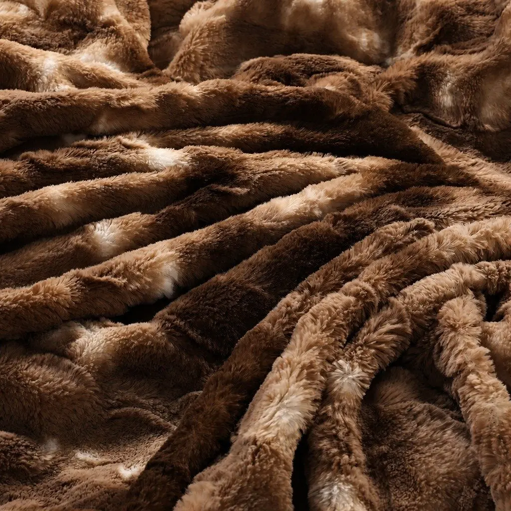 Double-Sided Tie-Dye Blanket in Brown, 152cm x 203cm