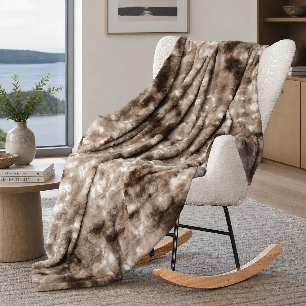 Double-Sided Tie-Dye Blanket in Brown, 152cm x 203cm