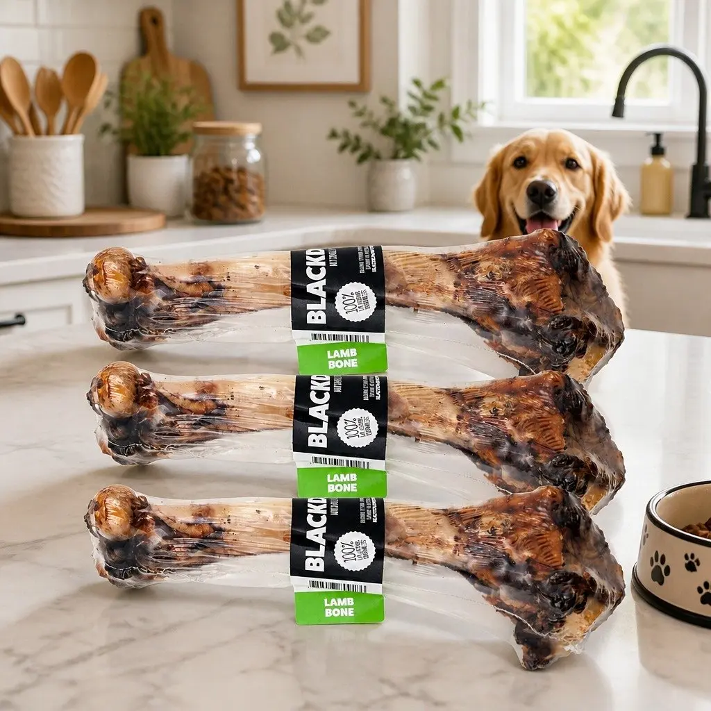 Dog Treats Natural Air Dried Lamb Bones 3 Pack Long Lasting Chew