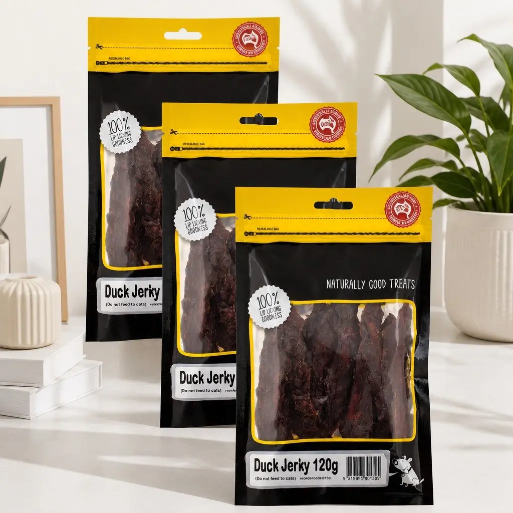 Duck Jerky Dog Treats Soft Chew High Protein Natural Pet Snacks 120g x3 Pack