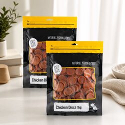 Premium Dog Treats: Chicken Discs, 1kg x 2 Pack