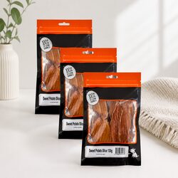 Premium Natural Air Dried Sweet Potato Dog Treats 120g x 3pk