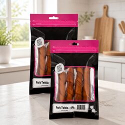 Premium Pork Twists Dog Treats 4 Pack x 2 Natural Chewy