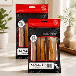 Premium Natural Beef Bully Sticks Dog Treats 5 Pack x 2