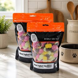 Premium Mixed Yoghurt Drops Dog Treats 1kg x 2 Pack