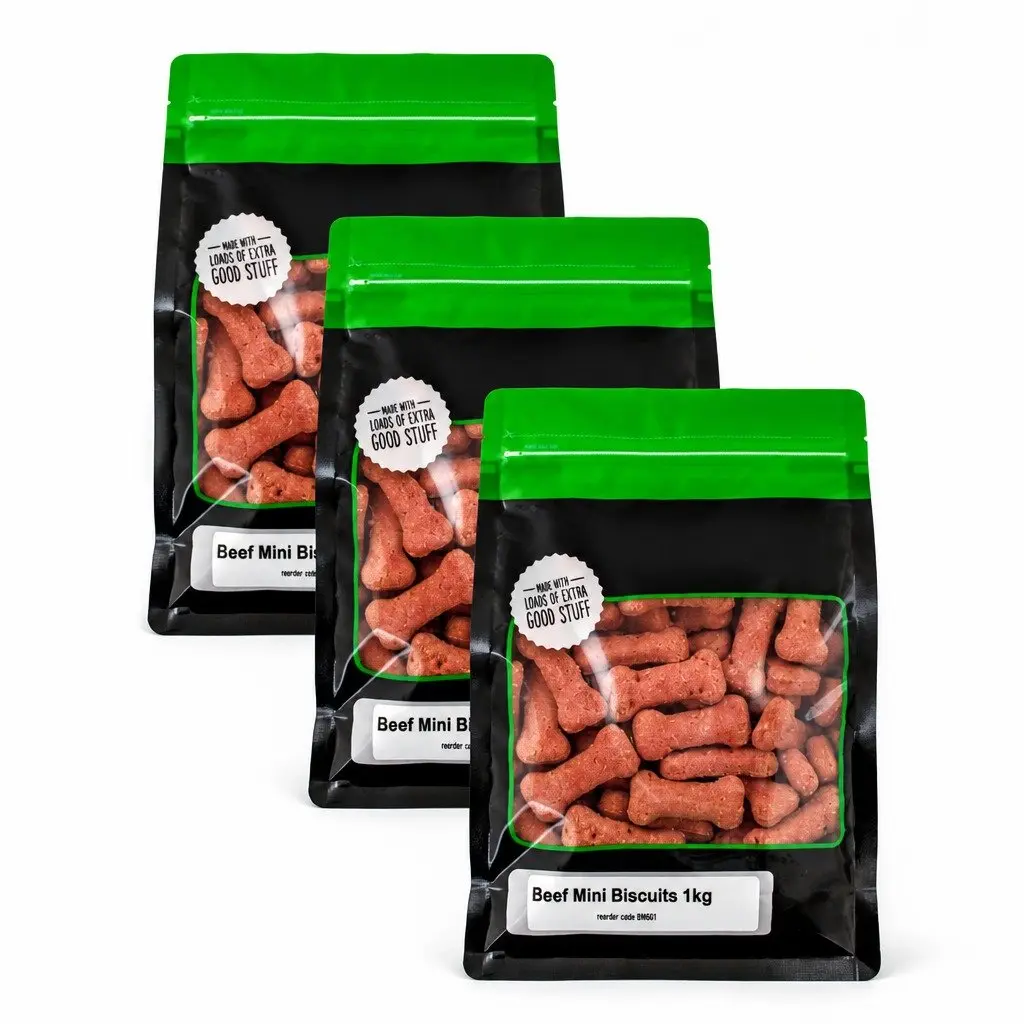 Oven Baked Mini Beef Biscuits 1kg x 3 for Dogs