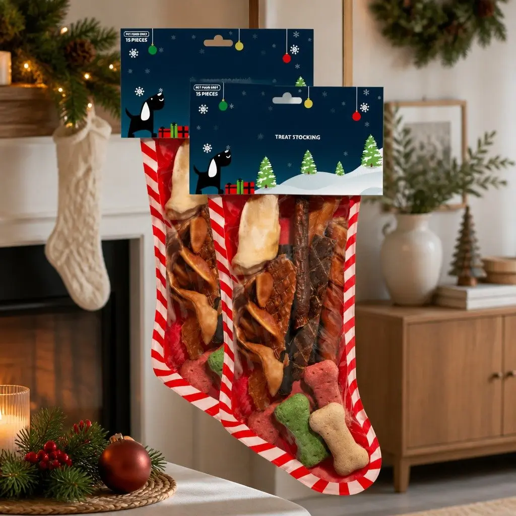 15-Piece Assorted Christmas Stocking Dog Treats Pack