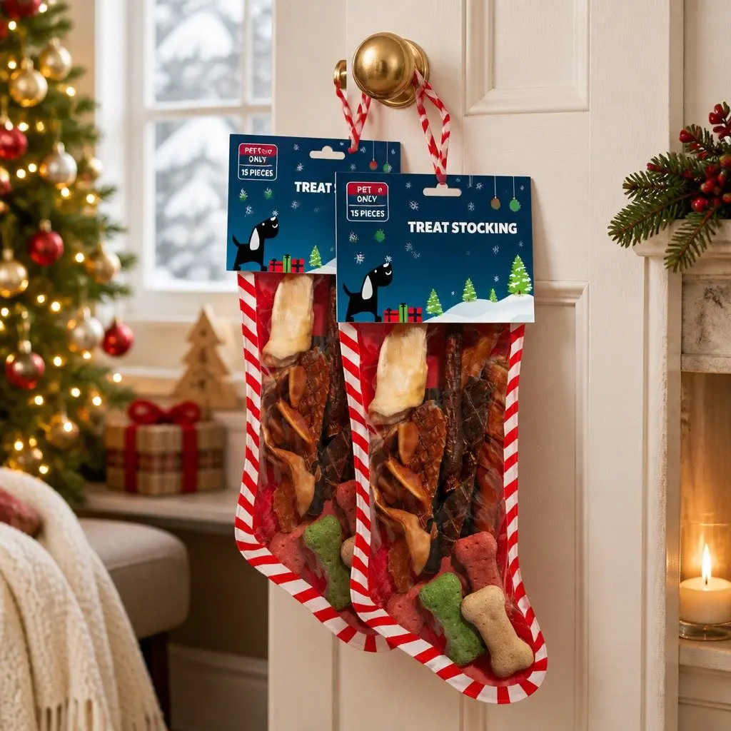 15-Piece Assorted Christmas Stocking Dog Treats Pack