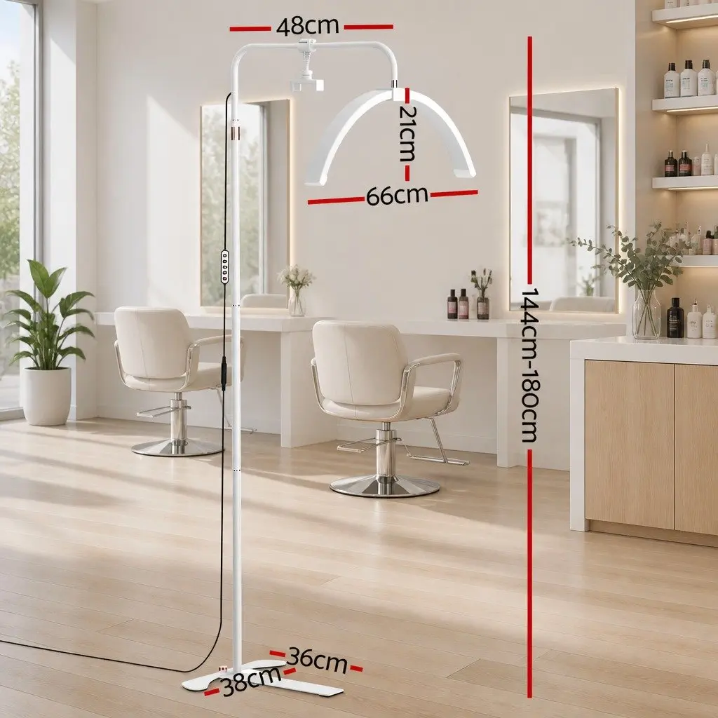 LED Makeup Mirror Stand Aluminum Alloy Half Moon 360 Degree Rotation Adjustable Brightness White