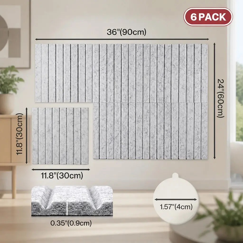 Cork Board Tiles Felt 30cm Grey 6 Piece Set