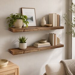 Wooden Floating Shelves Set of 2 for Stylish Storage