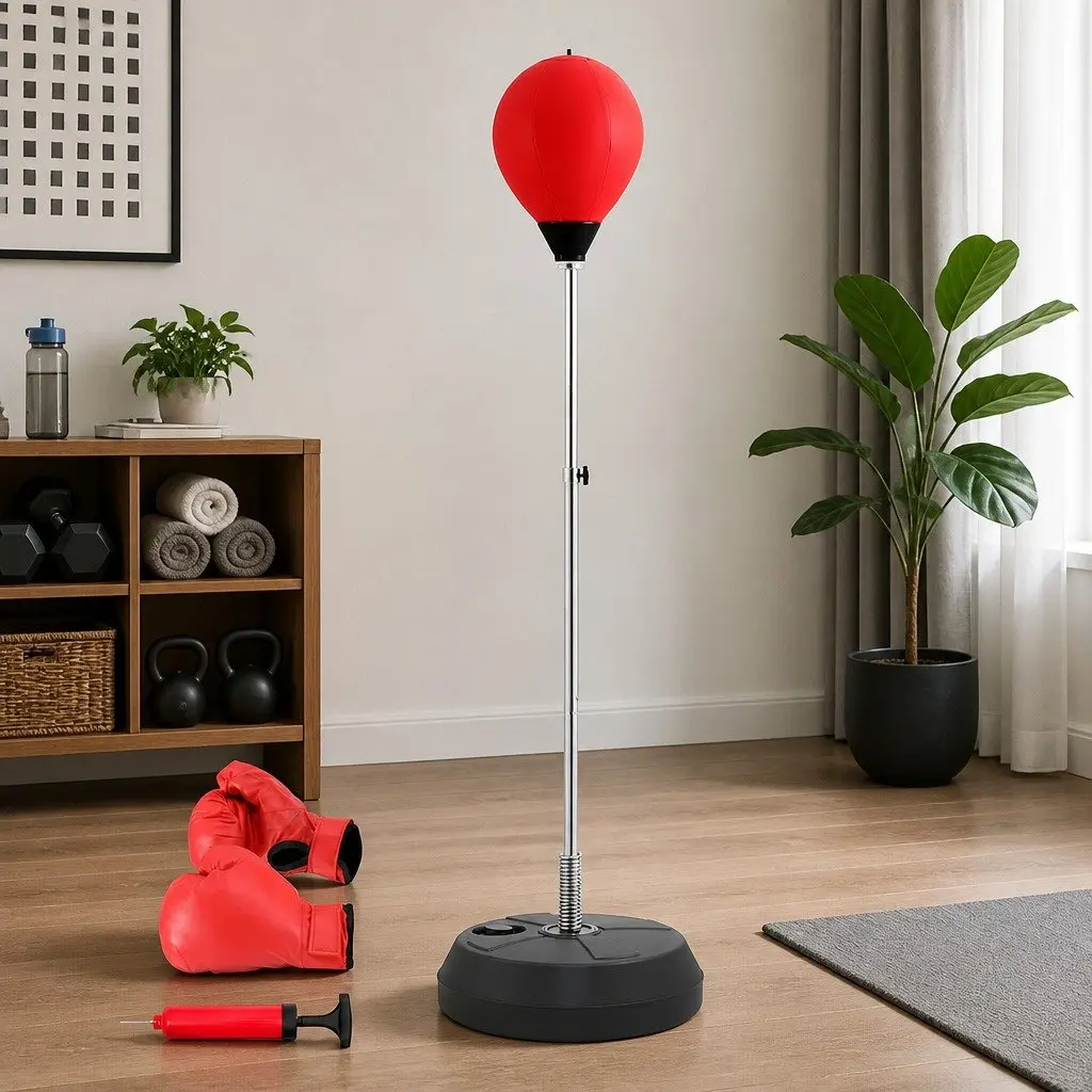 Adjustable Freestanding Punching Bag Stand with Gloves