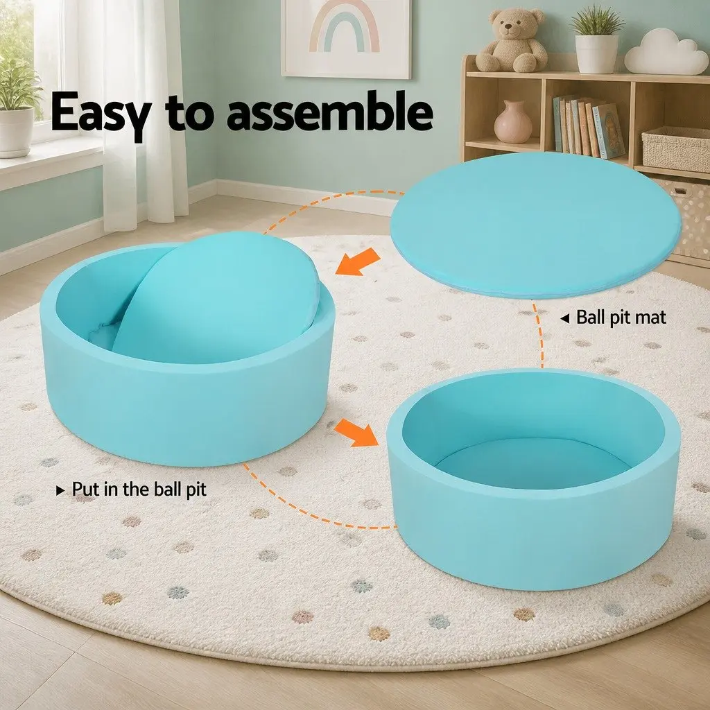 Kids Foam Ball Pit 90cm Blue Play Space