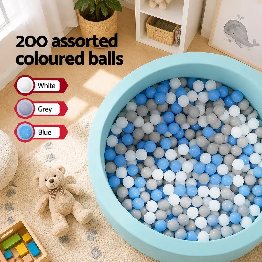 Kids Foam Ball Pit 90cm Blue Play Space