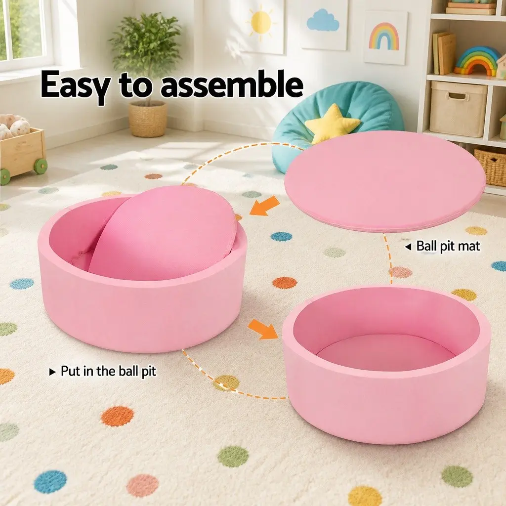 Kids Foam Ball Pit Sponge 90cm Pink Soft Play Pen