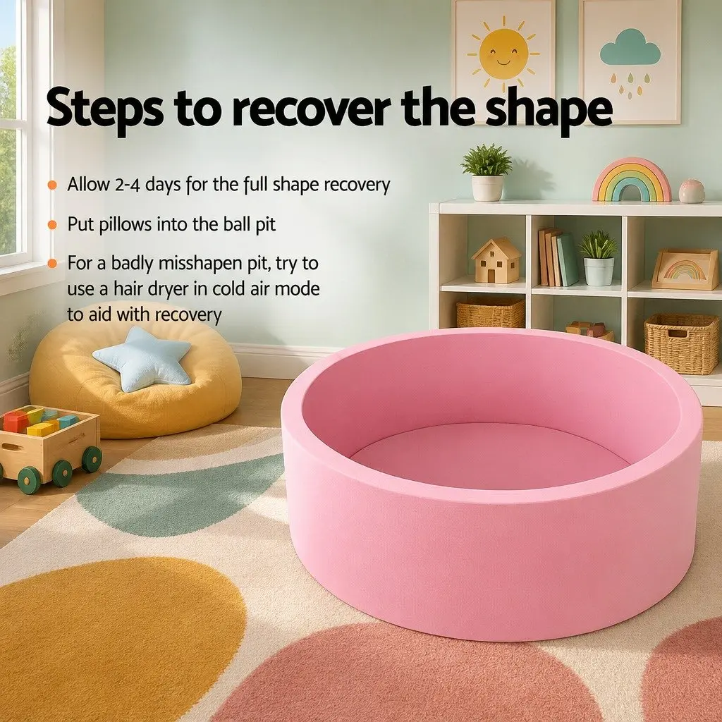 Kids Foam Ball Pit Sponge 90cm Pink Soft Play Pen