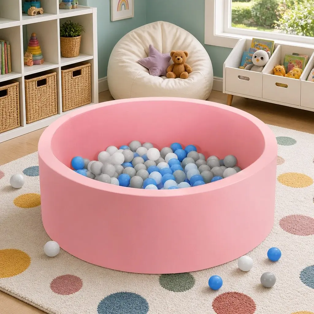 Kids Foam Ball Pit Sponge 90cm Pink Soft Play Pen