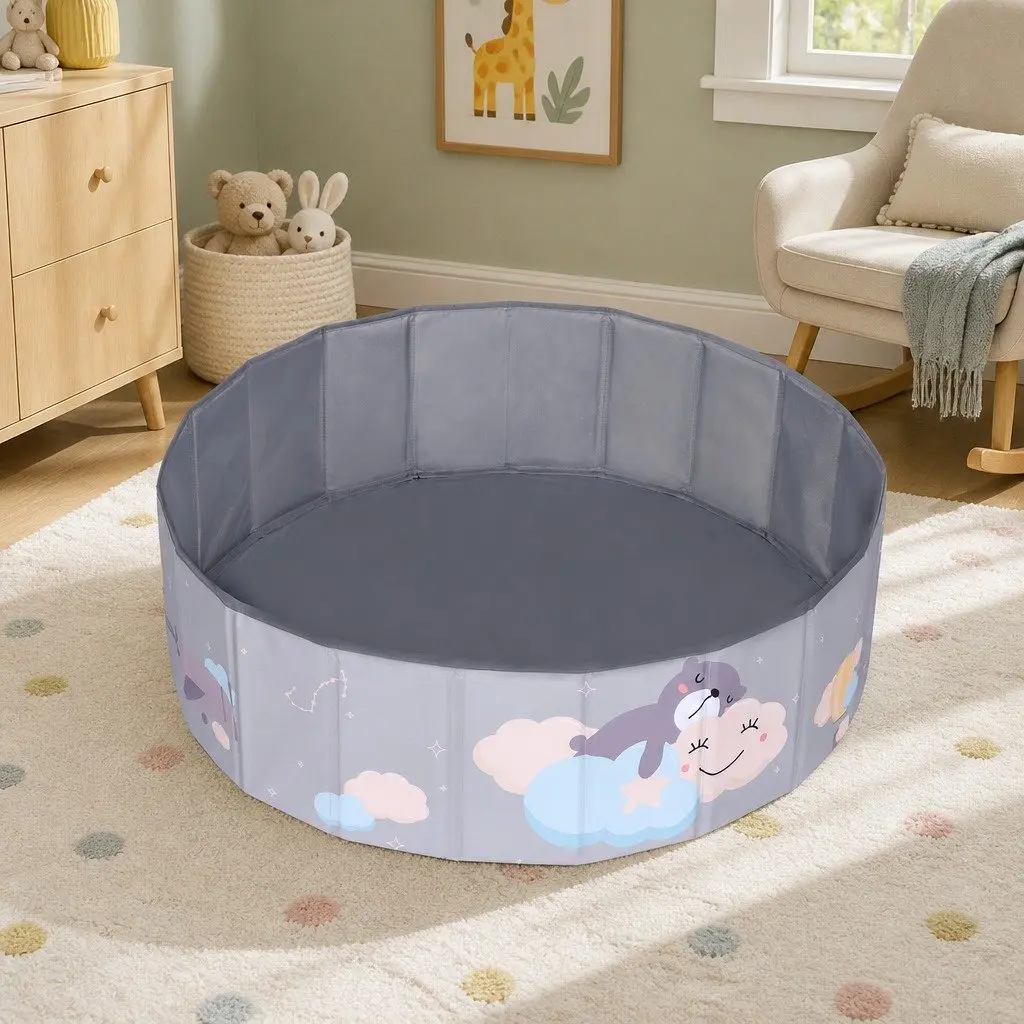 Foldable Grey Ball Pit Pool for Kids