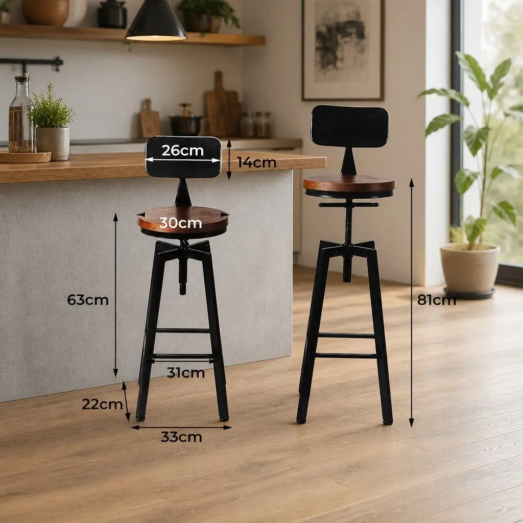 Industrial Bar Stool with Adjustable Swivel Seat