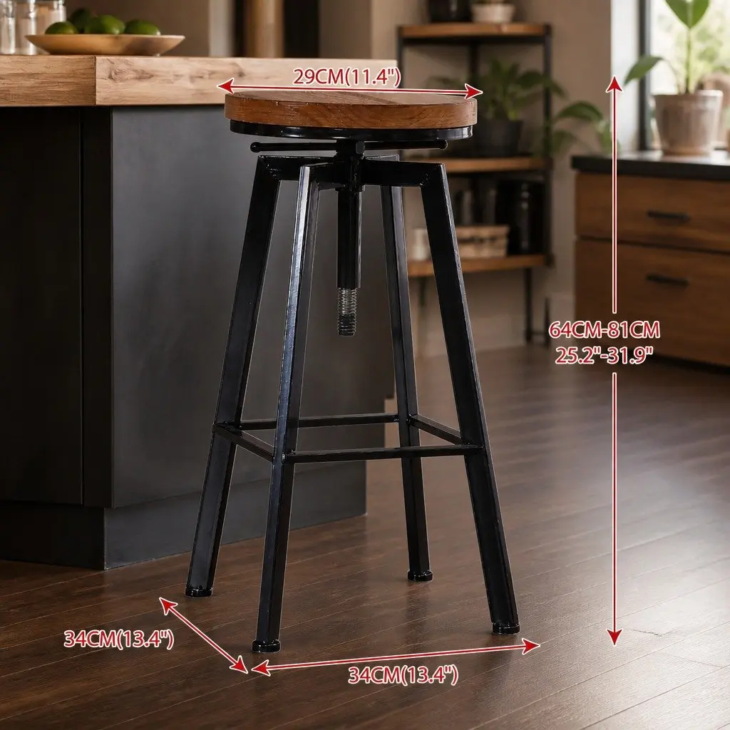 Set of 4 Industrial Bar Stools with Swivel Function